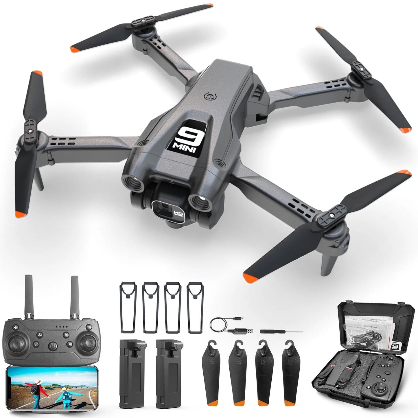 Drone with 4K Camera for Adults, RC Quadcopter with High Speed Brushless Motor, Altitude Hold, Waypoint Fly, 2 Modular 1800Mah Batteries for 30 Mins Long Flight, Carrying Case, Black