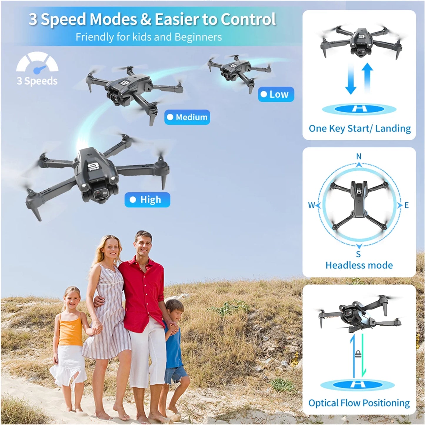 Drone with 4K Camera for Adults, RC Quadcopter with High Speed Brushless Motor, Altitude Hold, Waypoint Fly, 2 Modular 1800Mah Batteries for 30 Mins Long Flight, Carrying Case, Black