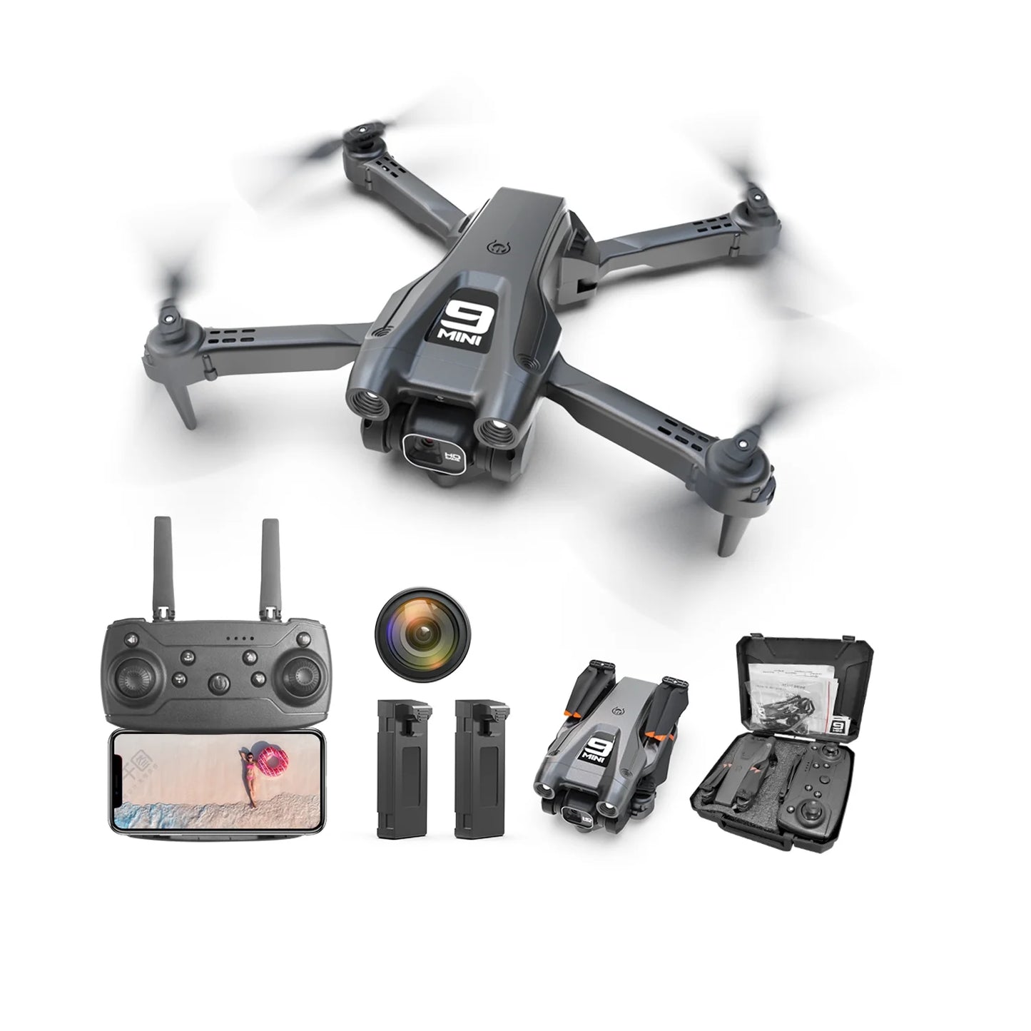 Drone with 4K Camera for Adults, RC Quadcopter with High Speed Brushless Motor, Altitude Hold, Waypoint Fly, 2 Modular 1800Mah Batteries for 30 Mins Long Flight, Carrying Case, Black