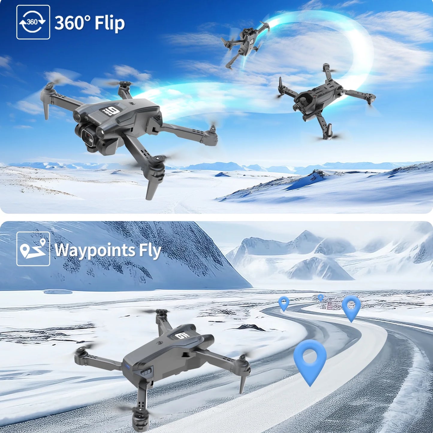 Drone with 4K Camera for Adults, RC Quadcopter with High Speed Brushless Motor, Altitude Hold, Waypoint Fly, 2 Modular 1800Mah Batteries for 30 Mins Long Flight, Carrying Case, Black